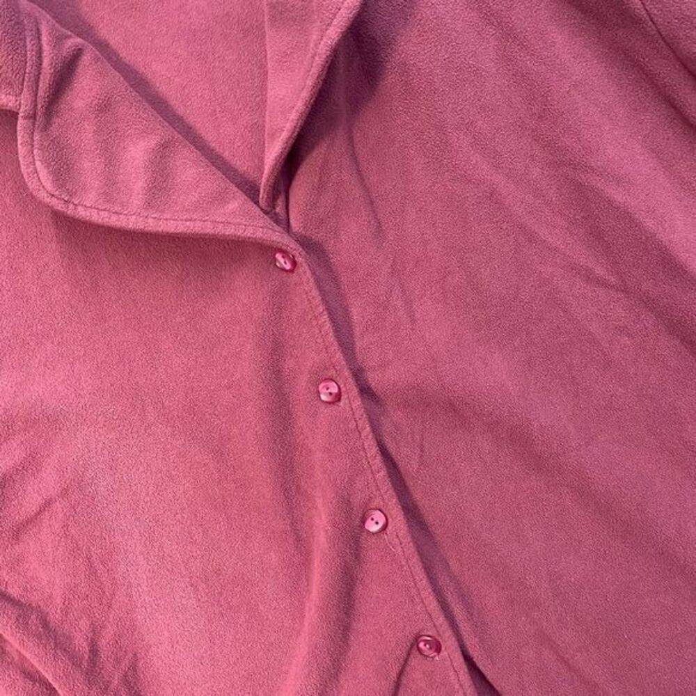 Cabela's Women XL Cozy Mauve Button-Up Fleece Cardigan Jacket Collar‎ Loungewear